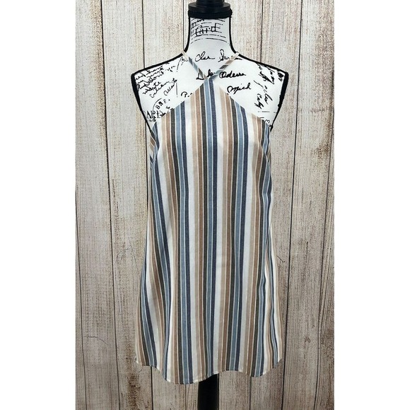 Le Lis Cassidy Stripe Halter Neck Dress Size Small Blue Taupe NWT‎ - Picture 6 of 14